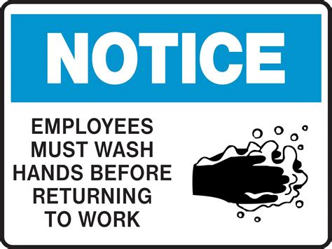 Employees Must Wash Hands Before Returning To Work Printable Sign